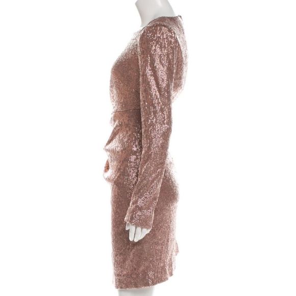 Rachel Zoe Juliette Bellini Rose Gold Sequin Dress Size L | 10 Holiday  Party NYE